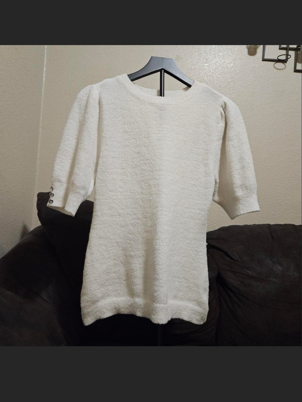 Scarlett Cream Plush Fuzzy Top with Burgundy Label